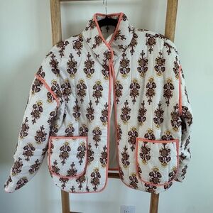 Floral Quilted Women's Jacket - Cream and Pink